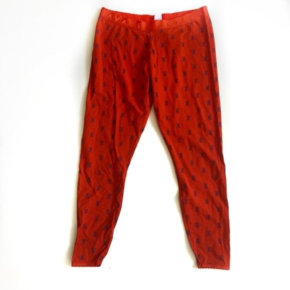 Savage X Fenty Orange Logoed Knit Jersey Pajama Lounge Pants - Large